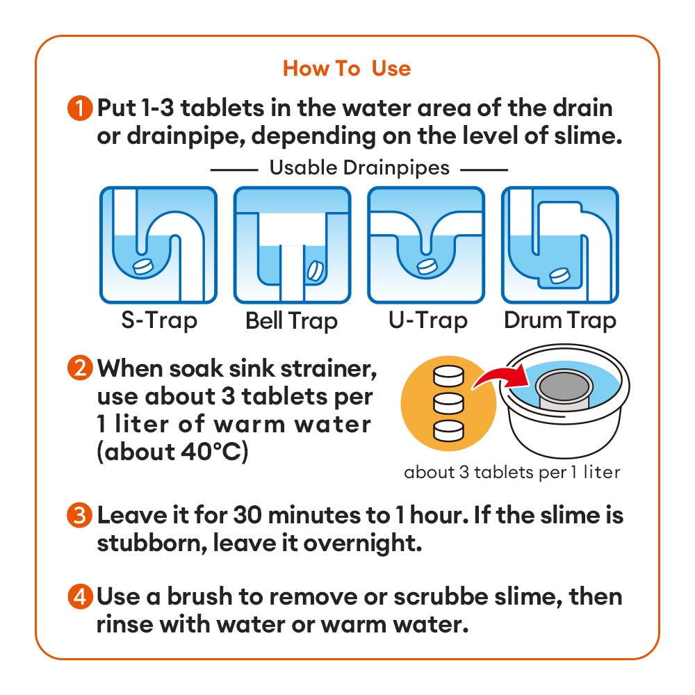 Instant Drainpipe Cleaner Orange Type 30 pills